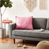Artisan Hand Loomed Cotton Square Pillow - Pink Ginkgo Design - 24" - ARCADIA HOME